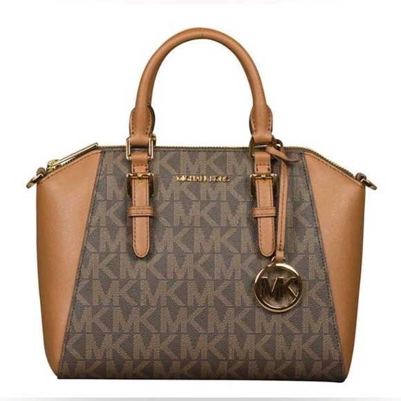 Michael Kors Ciara Medium Messenger Bag in Brown/Luggage *Style Logo Crossbody - Picture 1 of 5